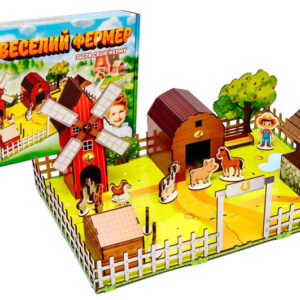 Конструктор Puz-00957 "Веселий  фермер" 3D, дерев'яний, в коробці р.59х40х25 см PuzzleOk