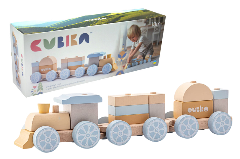 Поїзд дерев'яний 15900 "Веселковий експрес" LP-8 CUBIKA