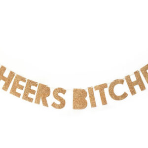 Гірлянда паперова  літери "Cheers Bitches", рожеве золото з глітером, в уп (1 шт)