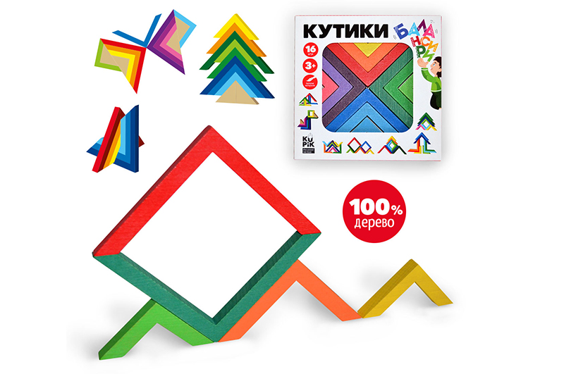 Дерев'яна гра "Кутики-балансири" 16 дет. 900095 IGROTECO - Зображення 2