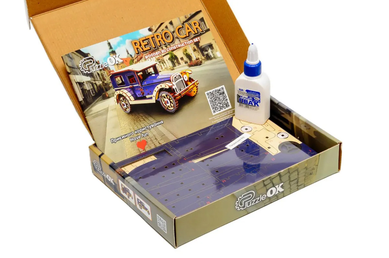 Конструктор Puz-00955 Retro car, дерев'яний PuzzleOK - Зображення 2