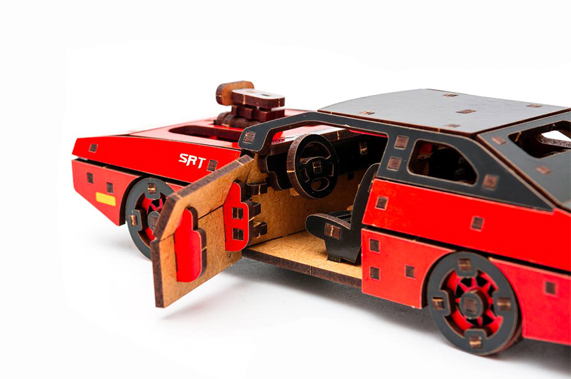 Конструктор Puz-62520 "Fast Furious" дерев'яний, 125 дет., червоний колір, розмір моделі 21х8х5 см PuzzleOk - Зображення 4