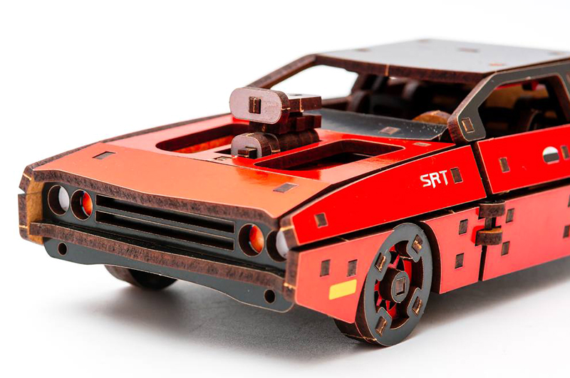 Конструктор Puz-62520 "Fast Furious" дерев'яний, 125 дет., червоний колір, розмір моделі 21х8х5 см PuzzleOk - Зображення 3