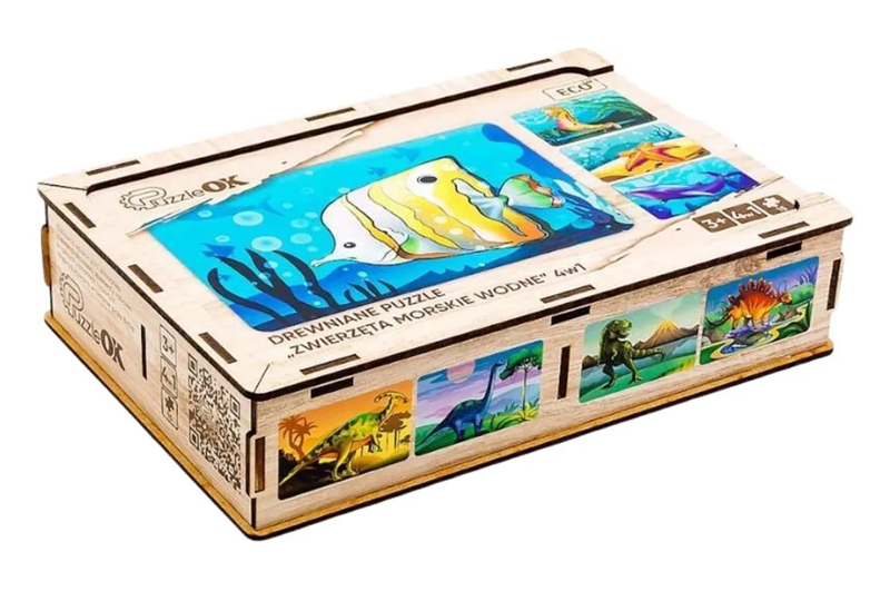 Пазл 4в1 "Морські жителі" дерев'яний, 15 елем., в малюнку PuzzleOK - Зображення 4