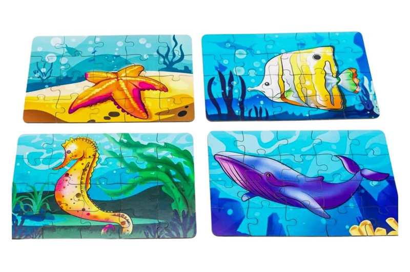 Пазл 4в1 "Морські жителі" дерев'яний, 15 елем., в малюнку PuzzleOK - Зображення 3