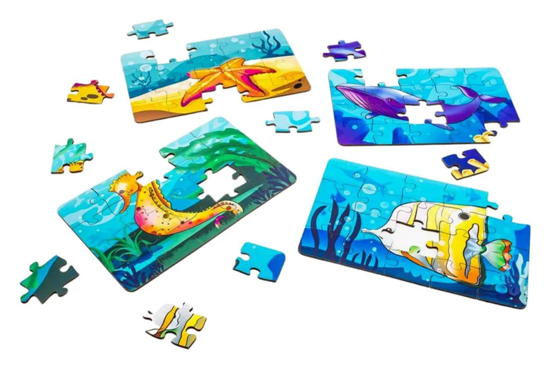 Пазл 4в1 "Морські жителі" дерев'яний, 15 елем., в малюнку PuzzleOK - Зображення 6