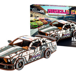 Дерев'яний 3D конструктор Muscle car GT (біла) Puz-00945 PuzzleOk