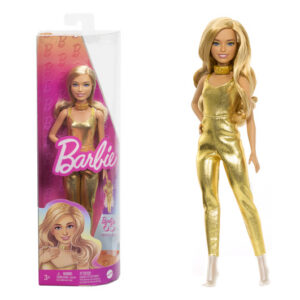 Лялька Barbie HRH19 "Модниця" в золотистому комбінезоні BARBIE FASHION AND BEAUTY